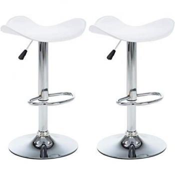 vidaXL 2X Taburetes de Bar Giratorios Cuero Sintético Blancos Mobiliario Casa