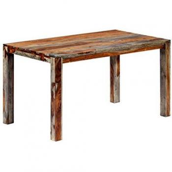 vidaXL Sheesham Mesa Comedor Vintage Madera Maciza Diseño Moderno Rústico Salón Cocina Interior Exterior Forma Rectangular Palisandro Gris Marrón