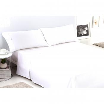 ESTELA Lisos Biés Cala Juego de sábanas, 4 Piezas, Color Blanco, Algodón, Cama 150/170