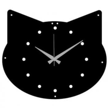 Reloj de Pared Gato de Metal Negro 52x0,15x44 cm