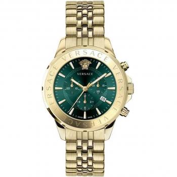 Versace Chronograph Signature Men's Watch Green Dial, Yellow, Size: ONE SIZE
