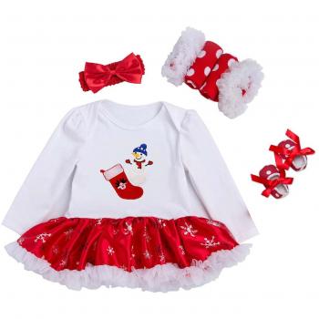 BabyPreg® Niñas bebés Mi primera Navidad traje de Santa del partido del vestido 4PCS