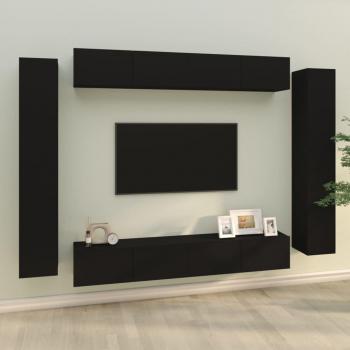 Set de muebles de TV 8 piezas madera contrachapada negro 100 x 30 x 30 cm