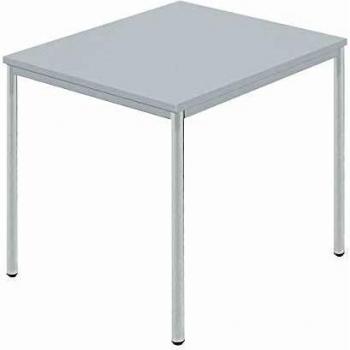 Mesa rectangular de tubo redondo revestido 800 x 800 mm gris - Kaiserkraft