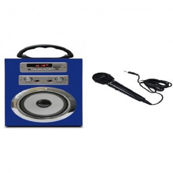 Altavoz Karaoke Bluetooth Infiniton K8 Azul con Microfono y Radio USB SD 5W