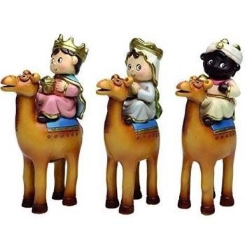 Belenes Puig Juego 3 Reyes a Camello Resina colección redondito 9cms, Multicolor, 30x10x20 cm