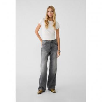 Stradivarius D92 Straight Wide-Leg Jeans, Black Denim
