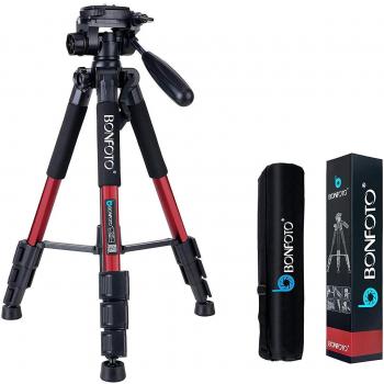 BONFOTO Q111 Trípode Ligero con Soporte para teléfono y Bolsa de Transporte para proyector GoPro Tablet Smartphones Youtube Live Chat DSLR EOS Canon Nikon Sony Samsung