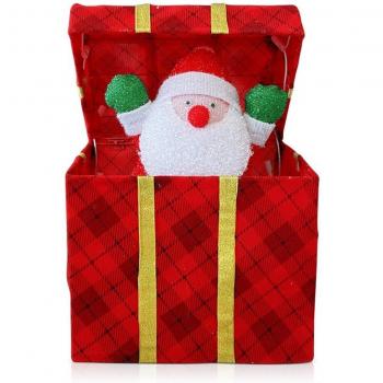 Caja regalo Papá Noel decoración con luces y movimiento 29x20x42cm