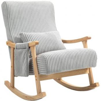 Mecedora Moderna Homcom de Pana Gris con Reposabrazos de Madera y Cojín Lumbar para Lactancia, Carga 120 kg