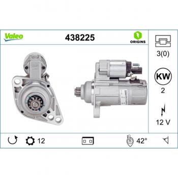 Motor de arranque VALEO 438225, tipo de producto: motor de arranque, características: fabricado por VALEO, número de pieza 438225