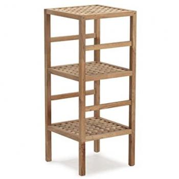 Estantería de Baño Alam en Madera de Nogal, Estilo Nórdico, 85 cm altura, 3 niveles