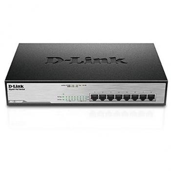 D-Link DGS-1008MP 8-Port Unmanaged Gigabit Ethernet Switch with Power over Ethernet (PoE) and Rack Mounting 1U