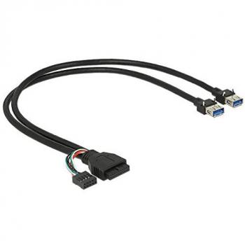 Cable adaptador USB 3.0 hembra a 2 puertos USB 3.0 A + USB 2.0, longitud de 45 cm