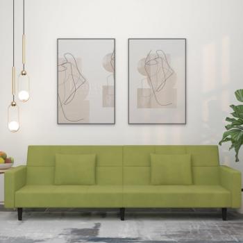 Sofá cama de 2 plazas con 2 almohadas de terciopelo color verde claro