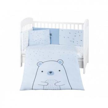 Juego de cama 6 piezas Bear with me Azul 120x60, incluye colcha 135x95, almohada 45x35 y sábanas