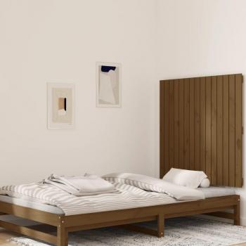 Cabecero de pared ámbar 95,5x3x90 cm madera maciza de pino marrón miel