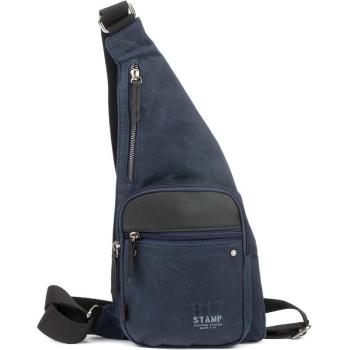 STEPPING STRONG STAMP - Mochila cruzada de hombre en lona encerada de color azul