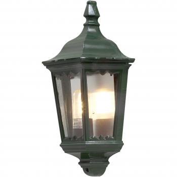 Aplique de pared exterior Firenze clásico, media copa, verde, IP43