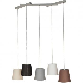 Lámpara colgante multicolor 'Thamila' de Lucande, moderna, hecha de hierro y tela/seda, para salón y comedor, con 5 lámparas E27