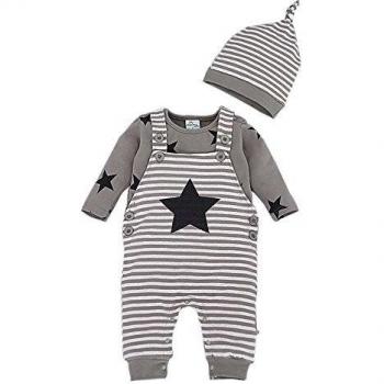 Bebone Mameluco Pelele Bebé Niños Niñas 3piezas Conjuntos Camiseta Manga Larga Pantalón Largo y Gorro,