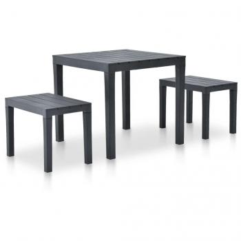 vidaXL Garden Table with 2 Benches - Plastic Anthracite