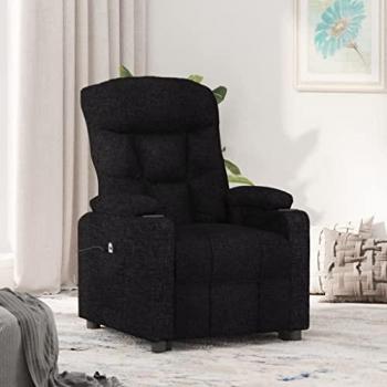 Sillón reclinable eléctrico de tela negro Vidaxl