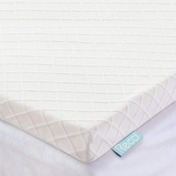 Recci Topper Viscoelástico 135x190, 6 cm Topper Colchón de Espuma con Alivio de la Presión, Sobrecolchón Hipoalergénico de Bambú Extraíble y Lavable en Lavadora, CertiPUR-EU [135 x 190 x 6cm]