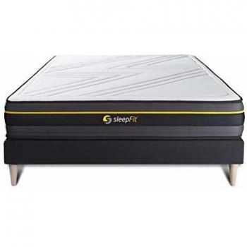 Base tapizada SLEEPFIT negra + Colchón viscoelástico Active 160 x 200 cm - Altura: 24 cm - Confort firme