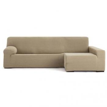 Funda para chaise longue de brazo largo derecho Eysa JAZ Beige 180 x 120 x 360 cm, bielástica, adecuada para sofás con medidas de 250 a 360 cm