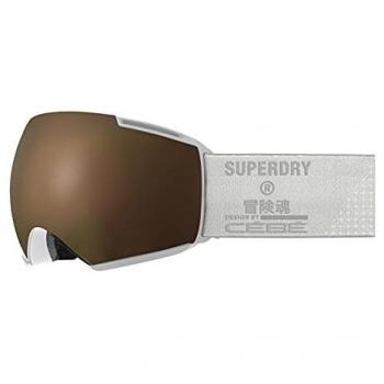 Máscara de esquí Cébé Icone X Superdry blanca con lente espejada marrón, unisex-adulto, tamaño grande