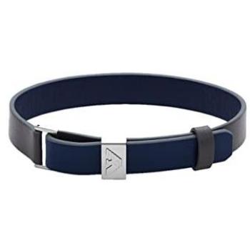 Pulsera de Hombre Emporio Armani EGS2918040, Acero Inoxidable y Cuero, Diseño Azul Índigo