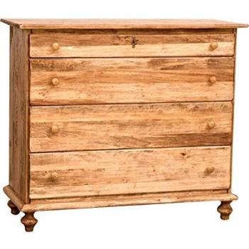 Cómoda Vintage de Madera Maciza de Tilo Estilo Country, Acabado Natural 114x49x99 cm