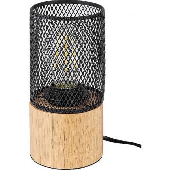 Lámpara de Mesa Industrial Callum E27 Metal y Madera Haya, Estilo Moderno, Rabalux