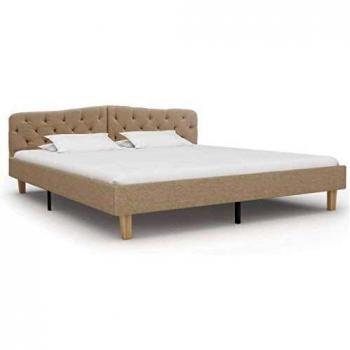 vidaXL Estructura Cama Tela Somier Mobiliario Decoración Hogar Casa Clásica Práctica Cómoda Moderna Robusta y Duradera Sin Colchón Beige 180x200cm
