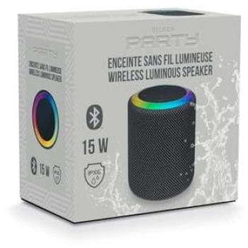 Altavoz Portátil BigBen Party 15W con Efectos de Luz LED, Sonido 360°, Bluetooth 5.1 y Resistencia IPX6
