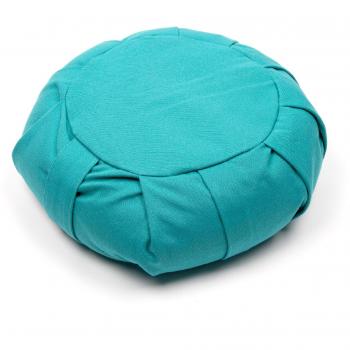 Myga Turquoise Zafu Meditation Cushion - Round Yoga Pillow with Washable Cotton Cover and Natural Buckwheat Filling