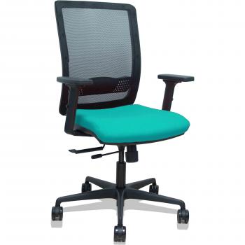 Silla Haches traslack malla negra asiento bali turquesa brazos 2D ruedas 65mm