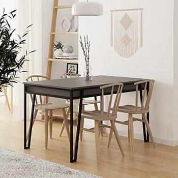 Mesa de Comedor Extensible Kasper de Metal Antracita y Negro 130/170 cm - Giavanna Skye Decor
