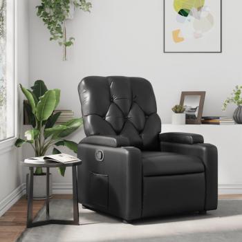 Silla reclinable de cuero sintético negro Vidaxl con características ergonómicas, reposabrazos acolchados, mecanismo de reclinación ajustable y base robusta