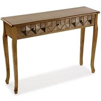 Mueble Recibidor Estrecho Versa Elva, Mesa Consola con 3 cajones, Medidas (Al x L x An) 78,5 x 109 x 30 cm, Material: Madera, Color: Marr