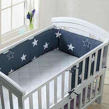 Luchild Protector de Cuna, 360cm Parachoques, Protector Cuna Chichonera para Proteger Bebe y Decorar la Cuna