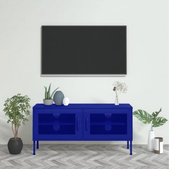Mueble TV de acero azul marino 105x35x50 cm