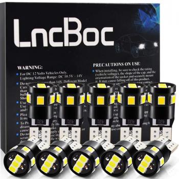 LncBoc Bombillas LED W5W T10 LED Canbus Coche 6SMD 3030 LED W5W 168 194 Wedge Lamparas para Coches LED interior y exterior matricula luz led posicion 6500K Xenón Blanco 12V Paquete de 10