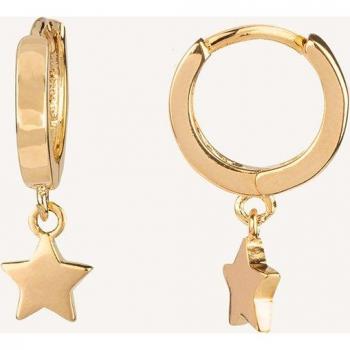 Pendientes de aro Trendy acabados en oro 18 kt articulado estrella