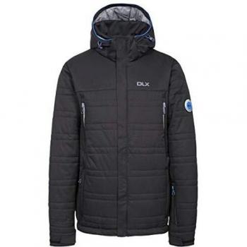 Trespass Hayes - Chaqueta de esquí impermeable con capucha extraíble para hombre, Hombre, Chaqueta con capucha extraíble., MAJKSKN20003_BLKL, negro, L