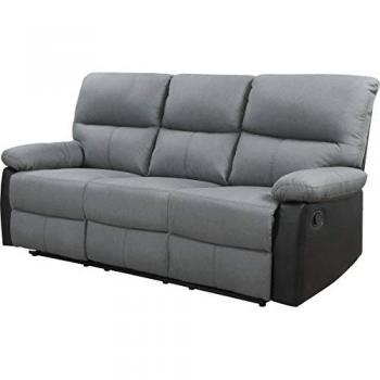 Sofá reclinable 3 plazas 'Lincoln' - Color negro/Gris oscuro