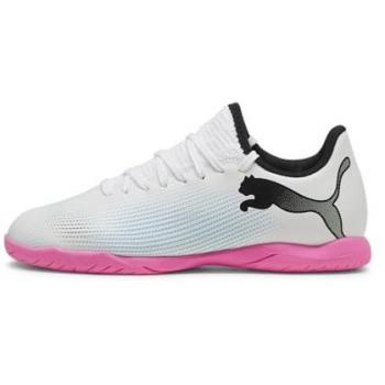 Zapatillas de fútbol sala Puma Future 7 Play IT Jr, modelo 107739-01, color blanco negro y rosa veneno, para niños (talla 31 EU)
