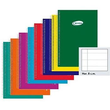 Cuaderno Espiral Pacsa Basic, 4º, 80 Hojas Rayadas, Tapa de Cartón, 60 grs., Colores Surtidos