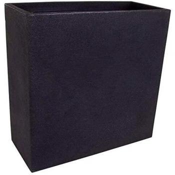 Macetero Cubo Grande de Plástico 60x60x26 cm en Color Antracita con Diseño de Piedra
